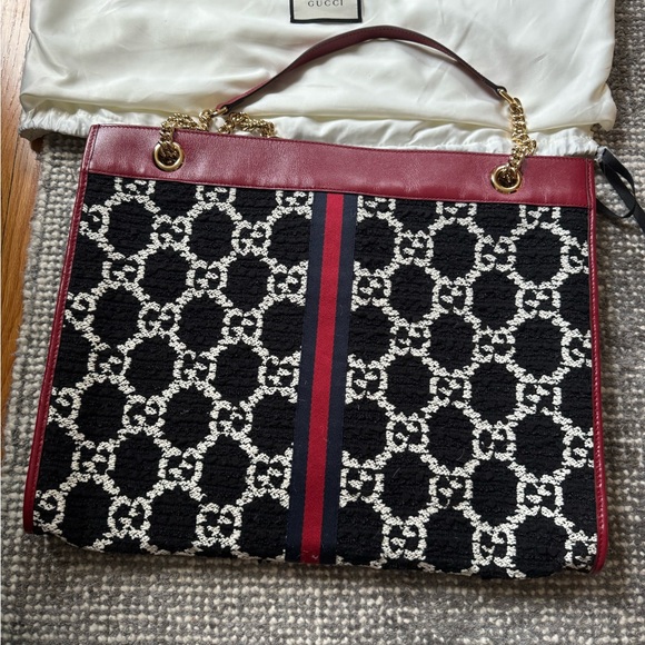 Authentic Rare Gucci Raja Leather and Tweed Tote w/ Crystal Tiger - Brand New - Picture 11 of 12